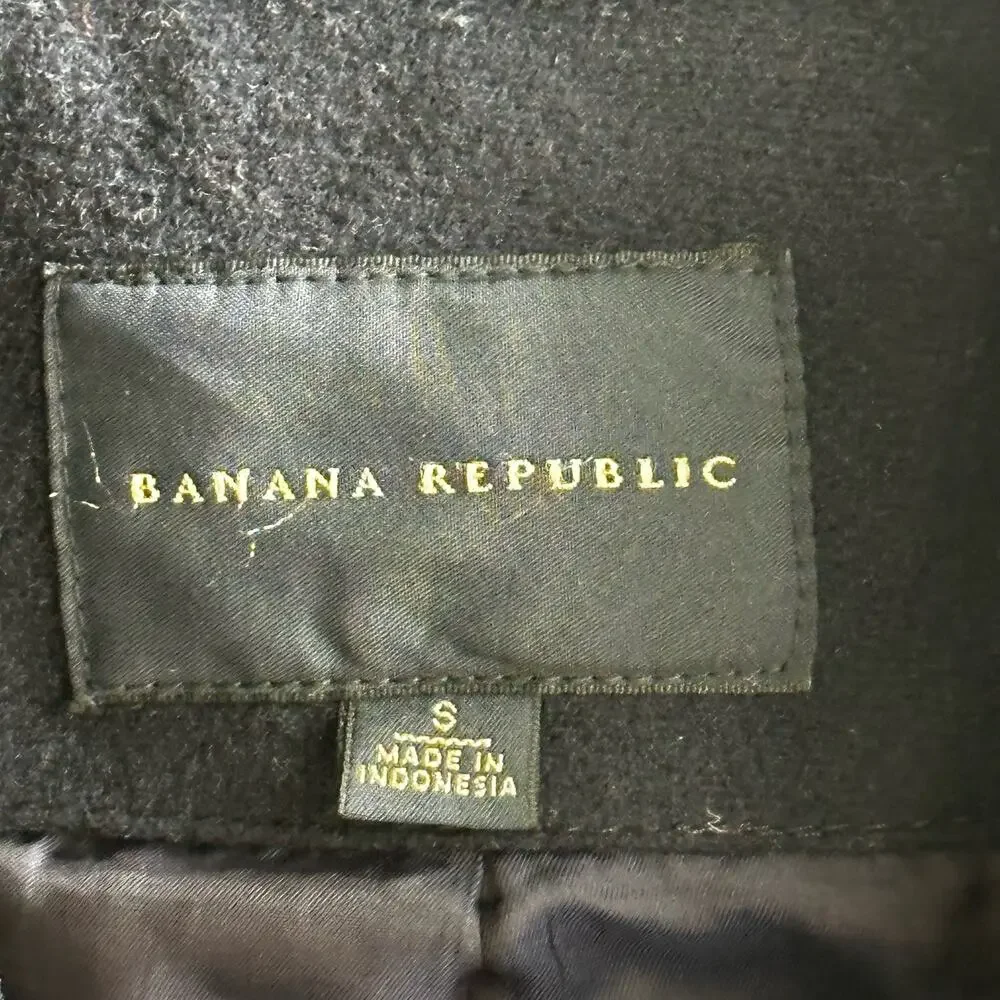 Banana Republic Wool Military Top Coat Navy Blue